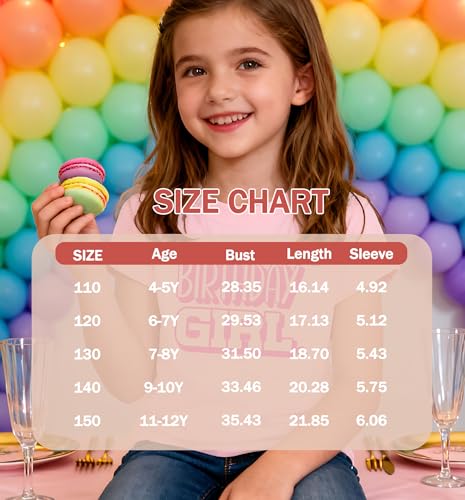 Image of YHHR Birthday Girl Shirt 5-12 Years Kids Birthday Party Shirts Letter Top