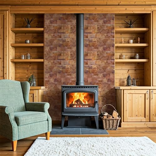 Yipscazo Peel and Stick backsplash 3 x 6 Zoll 3D PVC Composite Wall Tile Stick auf Backsplash Fliese für Küche Bad, Waschküche, Kamin (Kupfer, 2 Stück)