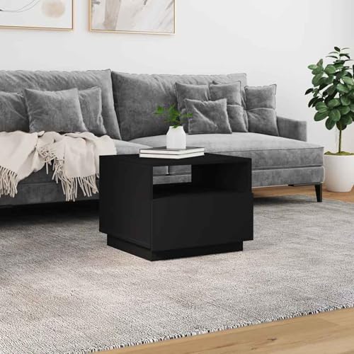 Gecheer Couchtisch mit LED-Leuchten Schwarz 50x49x40 cm, Moderner Sofatisch Beistelltisch Wohnzimmertisch für kleine Wohnungen Schlafzimmer839827 – Bild 4