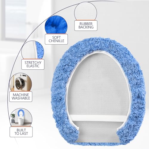 Baahrnom Luxuriöser getufteter WC-Deckelbezug, 49,5 x 40,6 cm, maschinenwaschbar, solide Sitzbezüge, verstellbare Gummi-Rückseite, passend für die meisten ovalen, länglichen und länglichen WC-Sitze – Bild 5