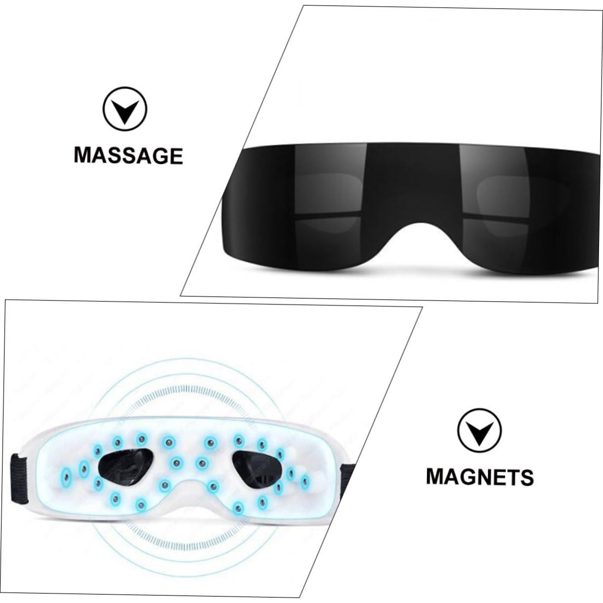 KOMBIUDA Masajeador Eléctrico de Ojos Banda Elástica Ajustable y Masaje Vibratorio para Aliviar la Fatiga Ocular Estrés Batería Recargable de 200mah