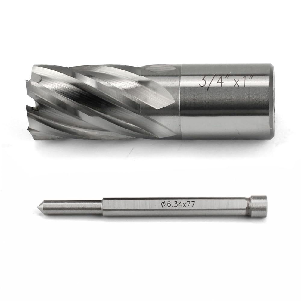 Annular Cutter JESTUOUS 3/4 Inch Cutting Diameter 3/4 Weldon Shank 1 Cutting Depth with Pilot Pin Slugger Bits HSS Kit for Magnetic Drill Press,1 Piece