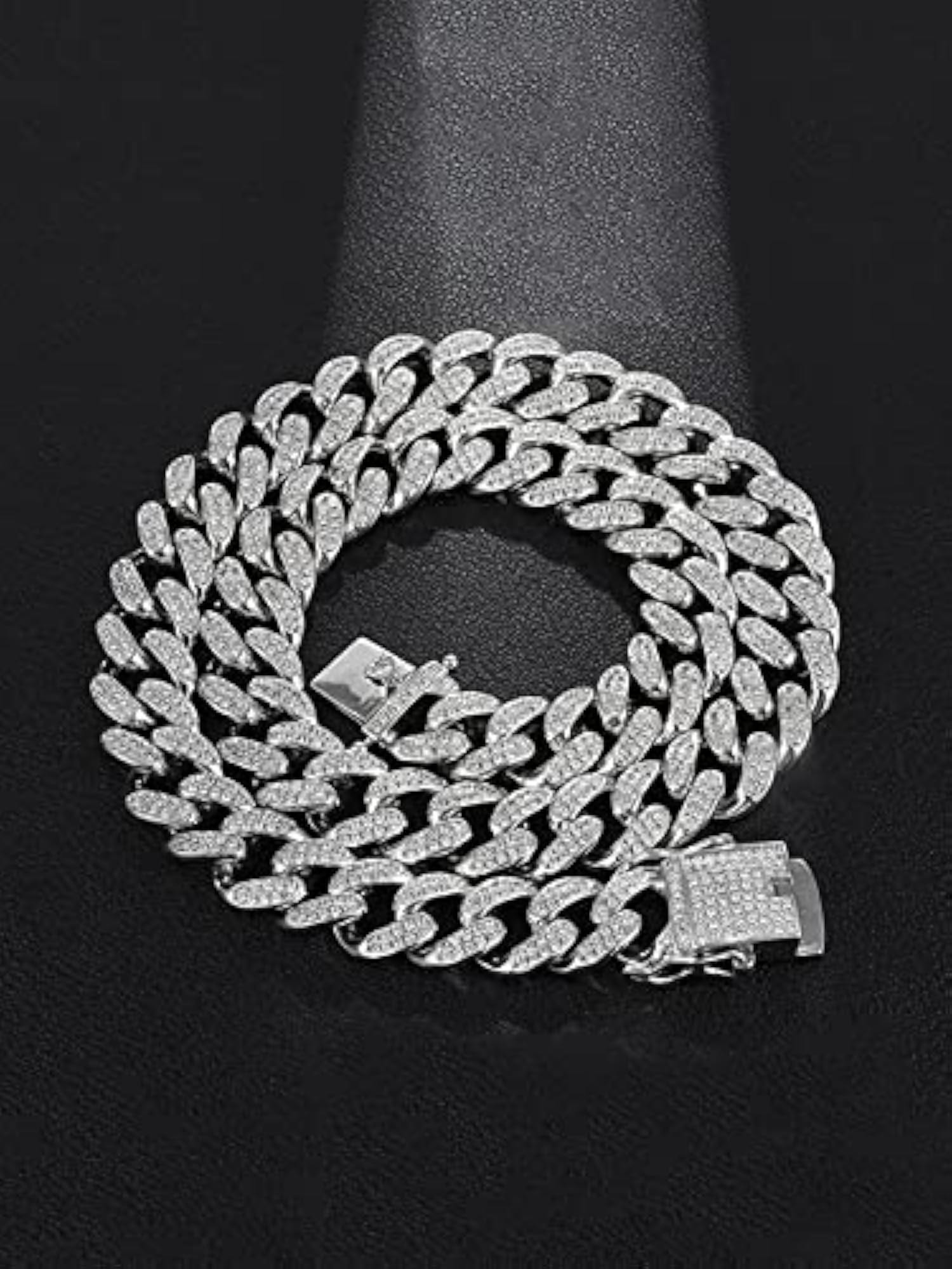Men's Iced Cubic Zirconia Cuban Link Chain Necklace