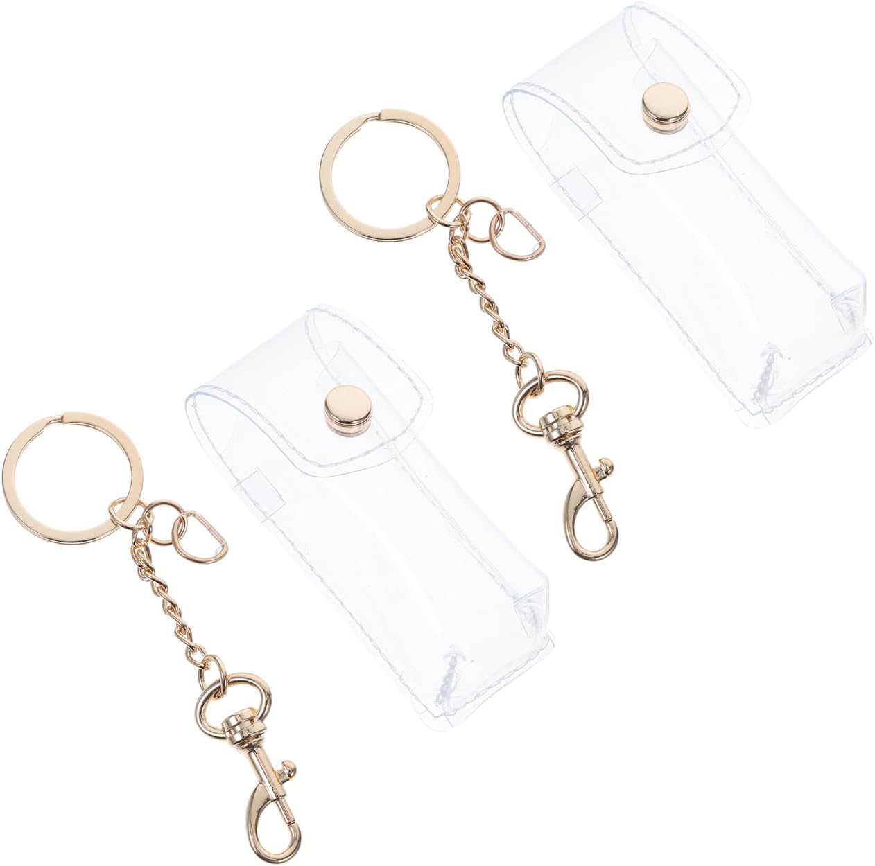 Transparent Lipstick Pouch Keychains Clear Mini Lip Gloss Holder Portable Lip Balm Case with Key Ring Compact Organizer for Travel and Daily Use