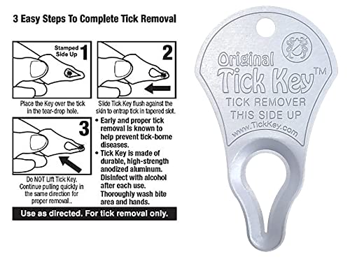 The Original Tick Key - Tick Detaching Device - Portable, Safe And Highly Effective Tick Detaching Tool (Silver) #TOP3