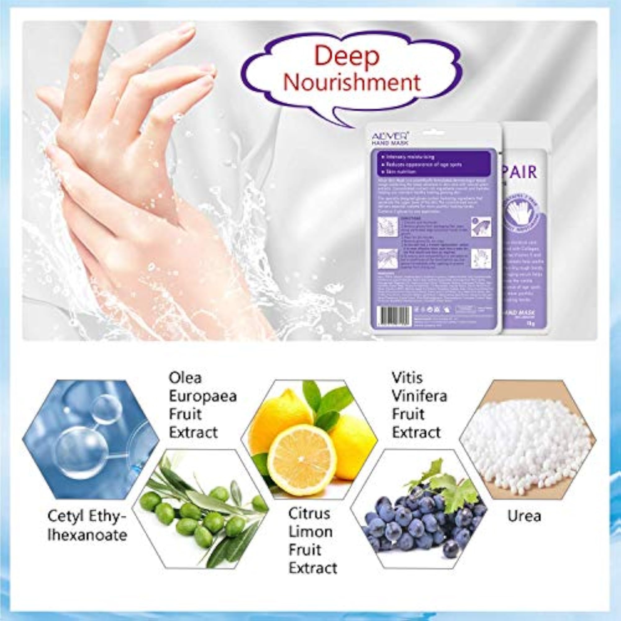 Hand Mask, 3 Pairs Moisturizing Gloves for Dry Skin