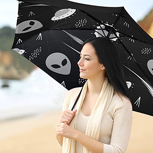 Parapluie pliable compact léger noir motif Star et Soleil univers - 7