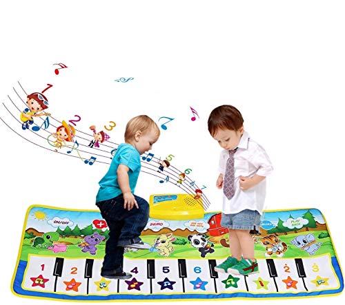 Preisvergleich Produktbild DIKER Musikteppich Klaviermatte für Kinder Spiel Matte mit 8 Tierstimmen Klaviertastatur Spielzeug Musikmatte Baby Frühe Bildung Tanzmatte Piano Mat für Jungen Mädchen Kinder 100 * 36 cm (Bunt)
