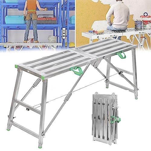 UBDVBMYZ Andamio portátil Multiusos con Altura Ajustable para Limpieza de vehículos recreativos y Pintura en Altura. Plataforma de Trabajo Plegable de Acero galvanizado, Escalera, Taburete y Banco.
