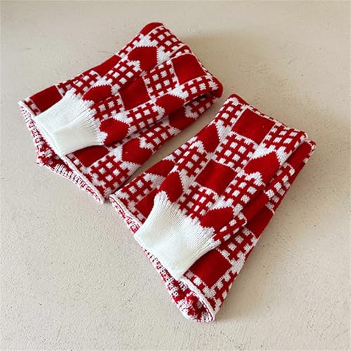 Image of Y2K Kawaii Leg Warmers Knitted Flare Leg Sleeves Love Heart Pattern Boots Cuffs Valentine's Ankle Heap Socks