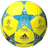 adidas Performance Champion's League Finale Capitano Soccer Ball, Bright Yellow/Clear Aqua/Energy Blue, Size 4