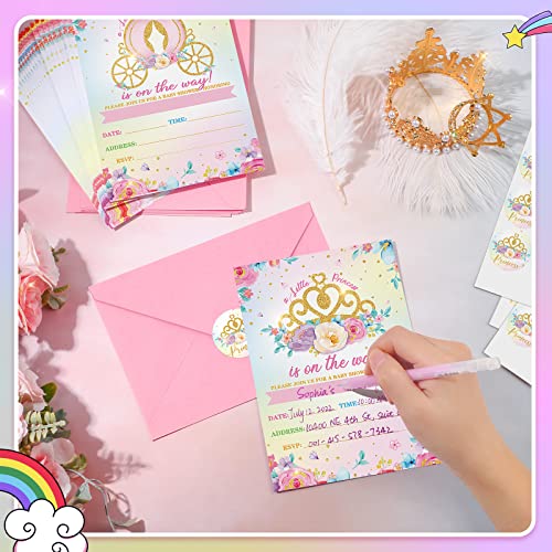 24 Set Princess Baby Shower Invitation Pink Princess Birthday Invitation Cards With Envelopes And Stickers Royal Little Princess Invitation For Baby Shower Birthday Party Supplies (Baby Shower) #TOP3