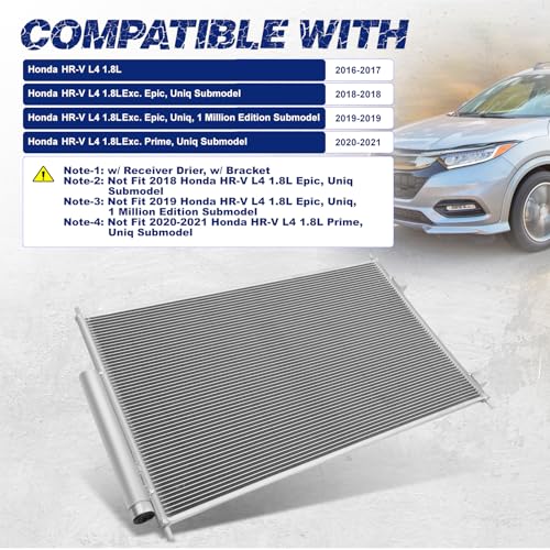 Image of Air Conditioning A /C Condenser Compatible with Honda HR-V 2016-2021 L4 1.8L # 4917, 80110T7WA01, HO3030162, 81110T7WA01