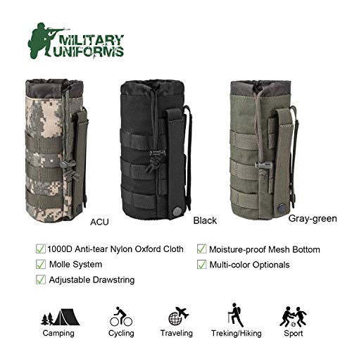 Outdoor Gear Mesh Flask Bag Drawstring Water Bottle Pouch Molle Water Bottle Attachment Acu Cp Camouflage Tactical Hiking Camping (Acu) #TOP4