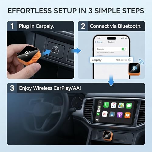 Wireless CarPlay Adapter for Apple Only, 2026 Upgrade Mini Aluminium CarPlay Adapter Converts Wired to Wireless CarPlay - image 4