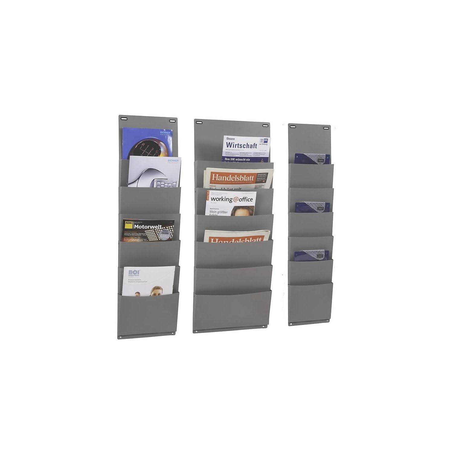 PP Planboard zur Aufbewahrung von Dokumenten, Zeitschriften oder Auftragstaschen, Grau, Maße 900 x 250 mm, Format A4 hoch, Sichtrand 12,5 cm, Verpackungseinheit: 1 STK
