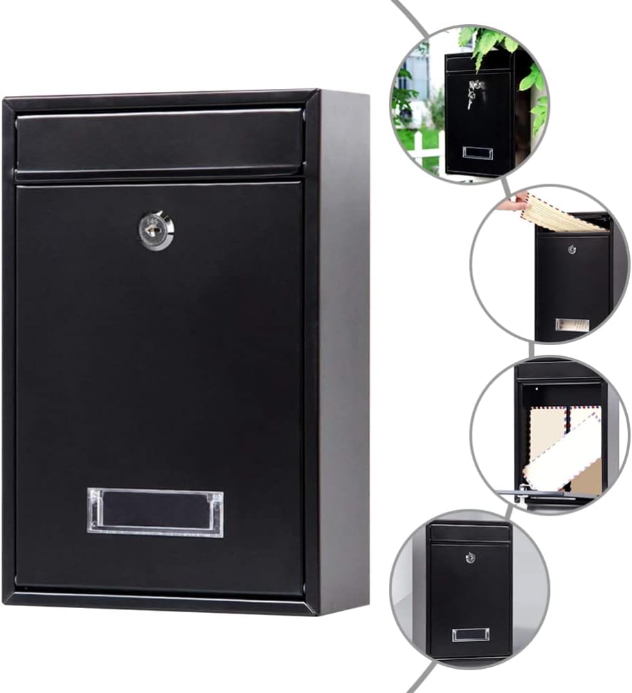 Cabilock Office Decor Wall Mount Mailboxes Letter Box: Newspaper Mailbox House Wall Decor with Lock Metal Post Box Galvanized Metal Bird Post Mailbox Lock Box