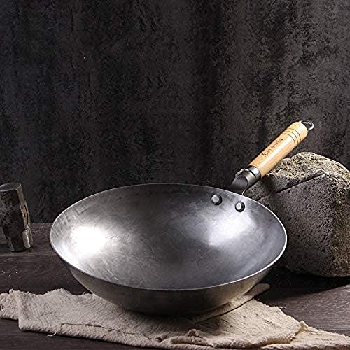 Wok de hierro artesanal con mango 12in miniatura 2