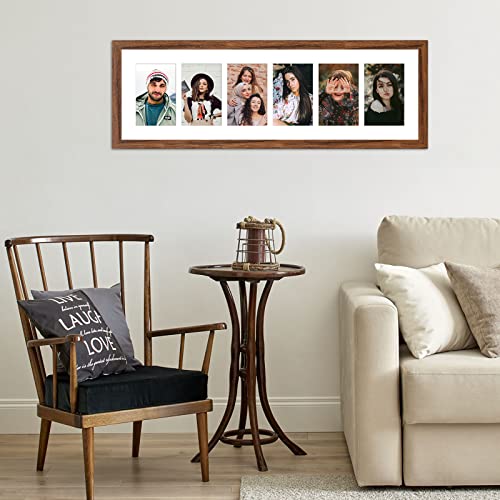 Ksroecud 8X26 Collage Frame With 6 Openings 4X6 Pictures, Multiple Picture Frame With Mat, Wall Or Tabletop Decor, Carbonized Brown Wood Grain,2 Pack #TOP6