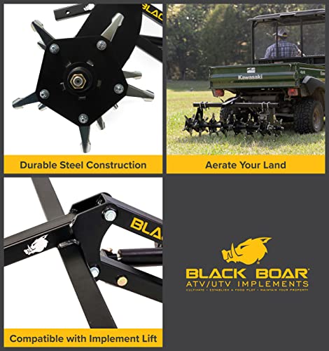 Black Boar ATV/UTV Plugger Implement, Aerates Ground by Removing Plugs, Allowing for Increased Air, Water Flow and Nutrient Absorption (66008)