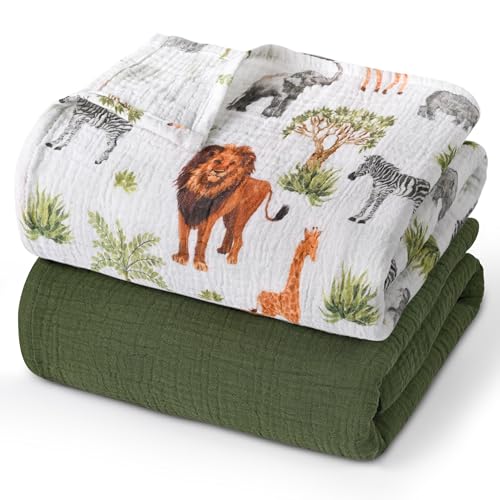 Image of GLLQUEN BABY Muslin Swaddle Blankets for Newborn Boys, Large 40''x38'' | 2Pk, 100% cotton, ultra soft and breathable, gentle on sensitive newborn skin, Multi-use as swaddle wrap, receiving blankets