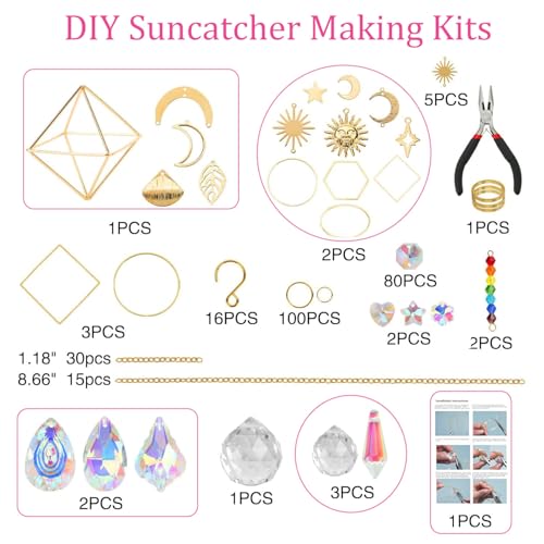 Acidea DIY Sun Catchers, 400 pcs Suncatchers Making Supplies Kit for Adults, Crystals Crafts Prism Hanging Decorative Rainbow Maker for Windows Indoor Outdoor Christmas Birthday Home Decor - Image 2