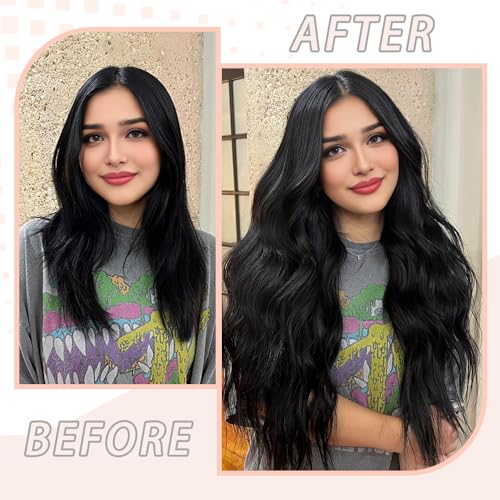 Image of Tape in Hair Extensions Human Hair, Hair Extensions 18 Inch 20pcs Natural Black Remy Straight Human Hair Tape in Extensions Skin Weft Tape Extensions Human Hair (1B#,18 Inch)