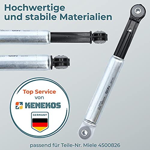 Kenekos - Stoßdämpfer für Waschmaschine, SUSPA 012 120N. Alternativer Stoßdämpfer kompatibel mit Miele Waschmaschinen der W700, W800, W900 Serie. Ersetzt 4500826, und Bauknecht/Whirlpool 481246648001.