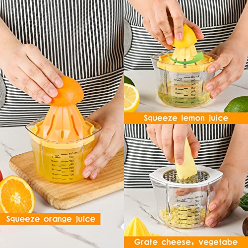 Lemon Squeezer Citrus Juicer ,Hand Juicer Citrus Lemon Orange juicer Lime Press Manual Juicer Squeezer with Built-in Measuring Cup Grater,5 in 1 Manual Juicer with Juicer Cup and Strainer