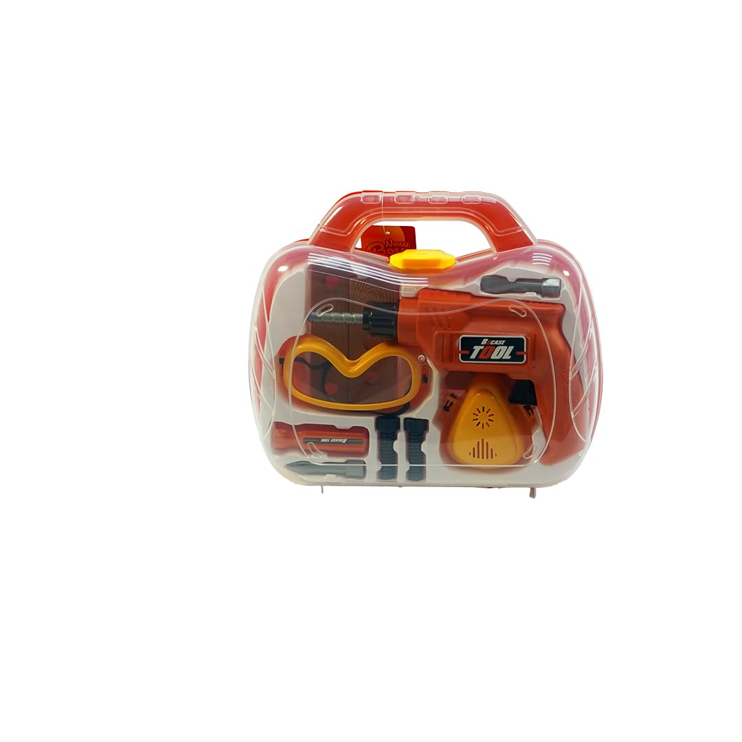 New BoyTool Set – Vibrant (Orange) Tool Kit with Hammer, Screwdriver, Wrench & More, Durable Plastic, Promotes Imaginative Play & Fine Motor Skills, Convenient Carry Case, Ideal for Kids