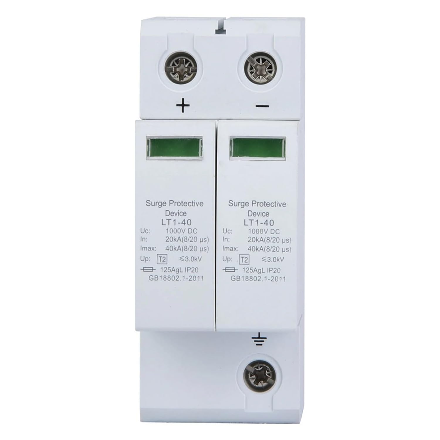 2P Surge Protective Device Photovoltaic Protector Low Voltage Lightning Arrester Low Voltage Arrester Protective Device(2P40KA)