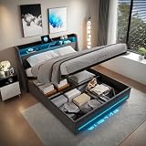 PerGar Cama de 140 x 190 cm con Almacenaje Hidráulica, sin colchón
