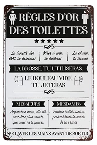 SMARTAIAN Règles D'or Des Toilettes Plaque murale vintage en métal