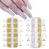 ネイルパーツ スタッズ 3D 立体 可愛い おしゃれ リボン 星 月 ハート 花 蝶結び スター 王冠 多種類 シルバーゴールド 合金 小さい ネイルストーン ネイルアート パーツ メタル デコパーツ ジェルネイル ジュエリーパーツ DIY 手芸素材 ハンドメイド (B)