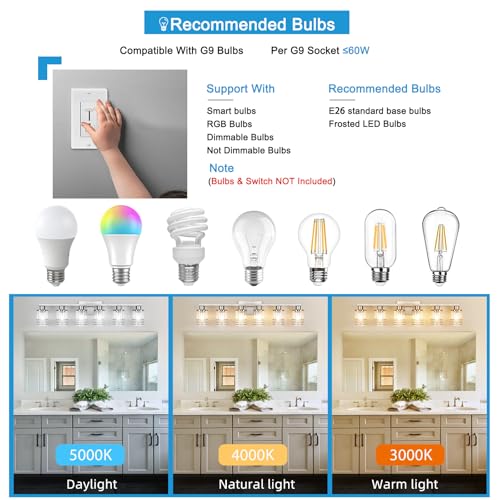 Image of YYT 6-Light Bathroom Vanity Light Brushed Nicekl 6 Light Vanity Lights for Bathroom Light Fixtures Brushed Nicekl with Clear Glass Shade E26 Scoket