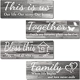 4 PCS Home Wall Decor Signs, IDATOO Rustic Wooden Living Room Hanging Decorations with Quotes THIS I