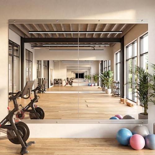 Antok Home Gym Mirror 55x28 2PCS Large Full Length Wall Mounted Mirrors Frameless Tempered Glass Full Body Mirror for Gym Yoga Dance Studio Garage Bedroom & Bathroom