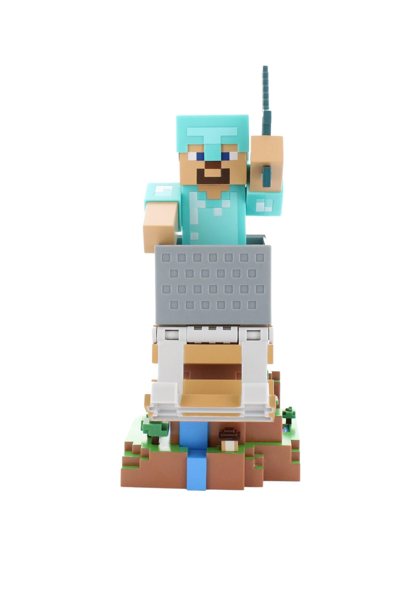 Cableguys Minecraft Steve in Diamond Armour Support Manette et Porte Telephone - Gaming Accessoire et Figurine pour Bureau et Gamer Setup, Compatible avec Xbox, PlayStation et la Plupart des Manettes