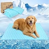 Vivifying Cooling Blanket for Dogs, Reversible Ice Silk Dog Cooling Mat with Waterproof Layer, Soft Pet Throw Blanket for Couch, Bed, Crate, Floor, Breathable Summer Pet Pad, 40 x 60 Inches (Blue)