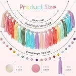 2pcs Boho Tassel Garland,Pom Pom Tassel,6.5 Feet Long 20 Balls Ball Garland,Colorful Wall Hanging Party Decorative Banner Pastel,Home Decoration Wedding Birthday Baby Shower - Image 3