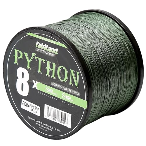 fairiland 2PCS/LOT 8 Strands Braided Fishing Line, Solid Weaving 8X Braided Line for Smooth Casting, Strong Abrasion Resistance, High Sensitivity and Zero Stretch, 21-80 Test-LB, 547yd-0.23mm-39lb