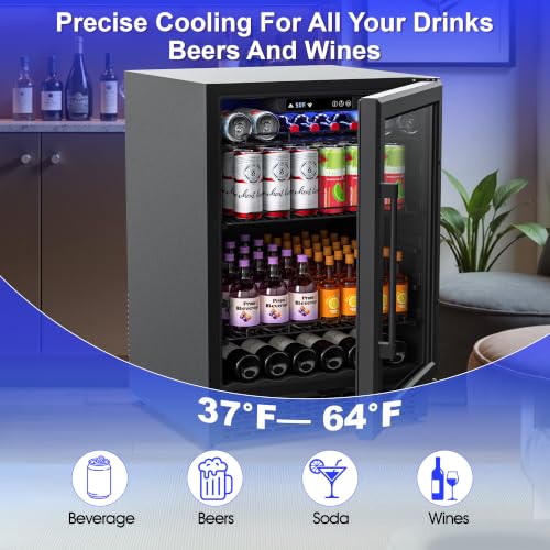 Image of 5.2 cu.ft. Beverage Refrigerator with Glass Door, Mini Fridge Hold 200 Cans