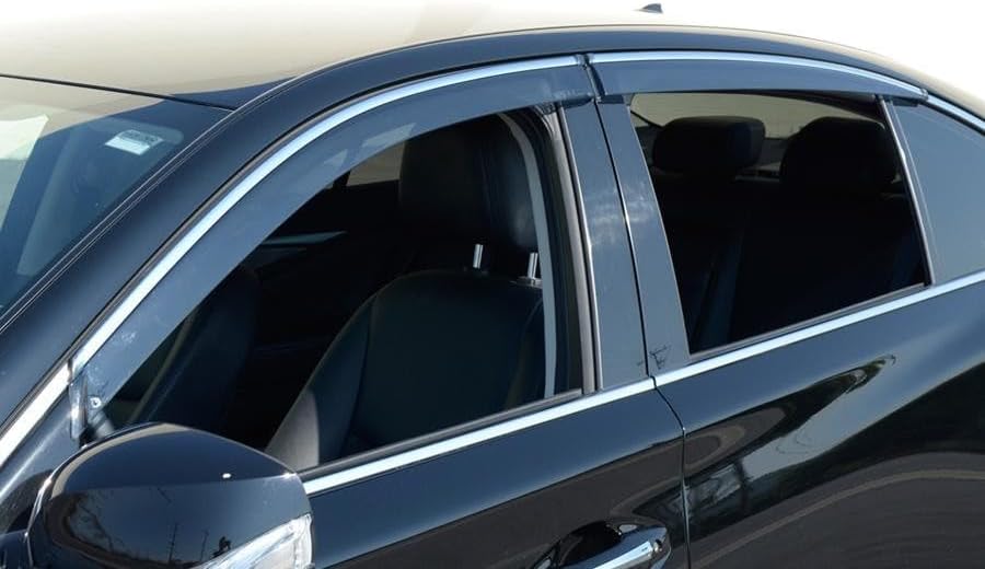 WellVisors Window Visors Wind Deflectors Compatible with Infiniti 2014-2024 Q50 with Chrome Trim Rain Guards 3-847IN008