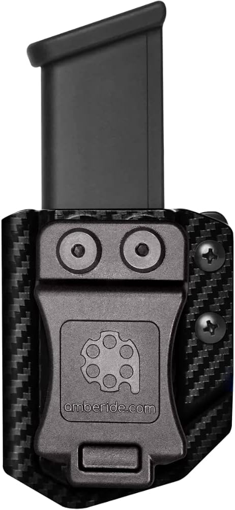 Amberide Universal IWB/OWB Kydex Mag Carrier for 9mm / .40 & .45 ACP Magazines, Single and Double Stack, Adjustable Retention, Ambidextrous, Fits 1.5" Belt, Made in USA