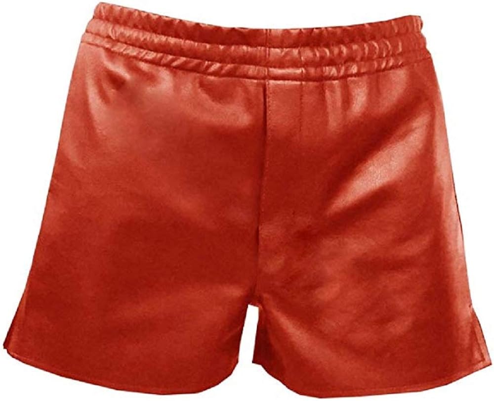 red leather shorts