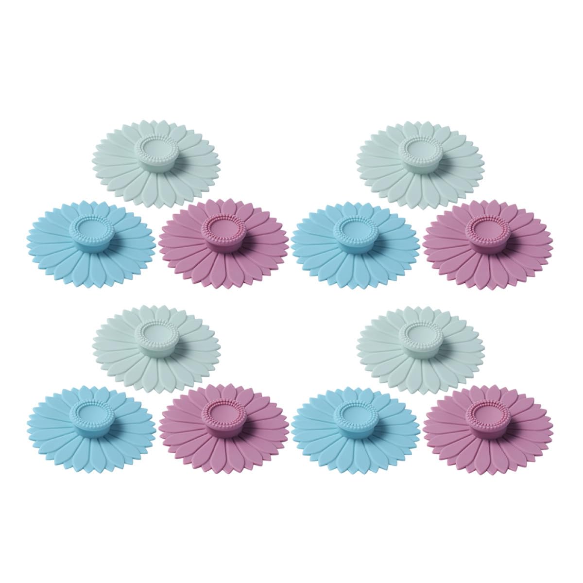 Angoily 12 Coperchi in Silicone per Tazze da Caffè, Vetro e Ceramica, Resistenti al Calore Chiusura Ermetica, Design Girasole Decorativo, Set Multiuso Antipolvere per Casa e Ufficio