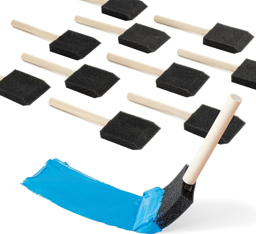 Janecot 10 Pcs Paint Brushes, 2 inch Foam Brush, Wood Handle Foam for staining, Sponge Paint Brush, Brushes for Staining, Varnishes, and DIY Craft Projects