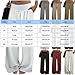 Cotton Linen Pants for Womens Elastic Waist Pants Wide Leg Lounge Summer Casual Fashion Trousers with Pockets Black