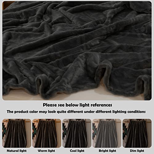 Ht&Pj Throw Blanket Super Soft Cozy Lightweight Flannel Fleece Blankets For Bed, Sofa, Couch, Living Room All Seasons - Dark Grey, 50X60In #TOP4
