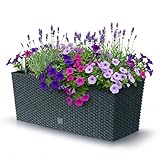 Fioriera rettangolare 17 litri auto-irrigante colore nero 52 x 20 x 19cm